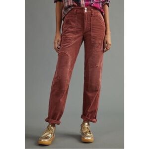 Anthropologie Pilcro The Wanderer Distressed Corduroy Pants Clay